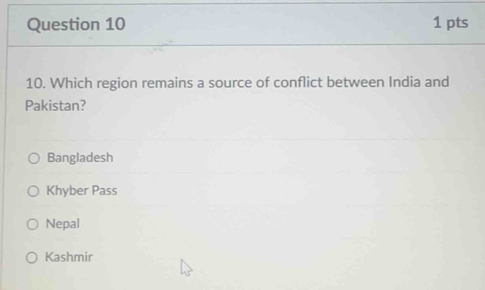 question 10 1 pts 10. which region remains a source of conflict between…