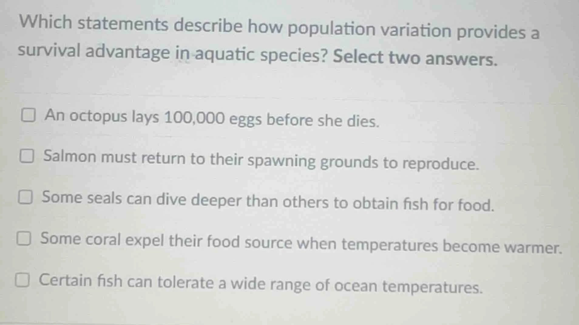 which statements describe how population variation provides a survival …