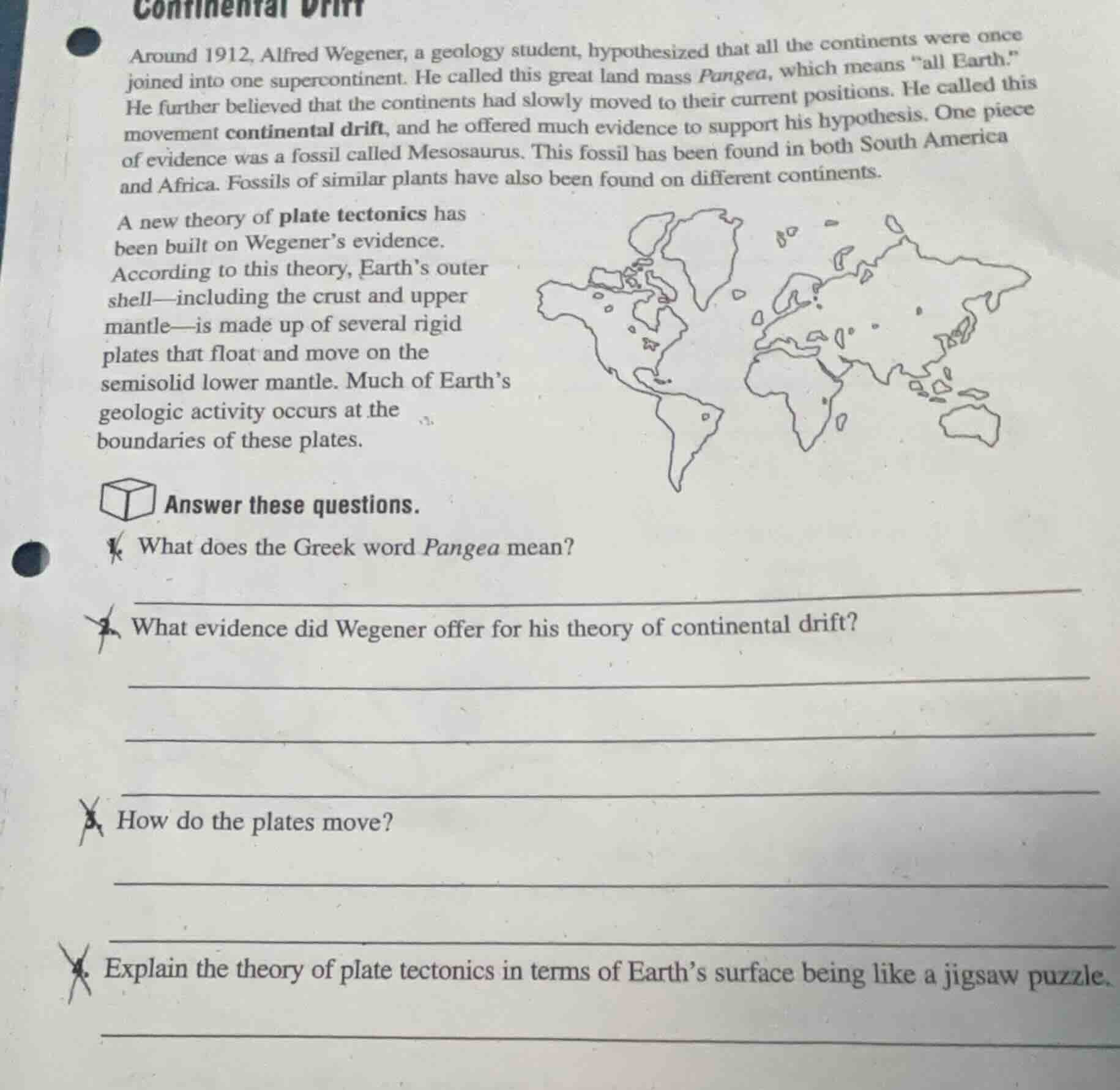 continental drift around 1912, alfred wegener, a geology student, hypot…
