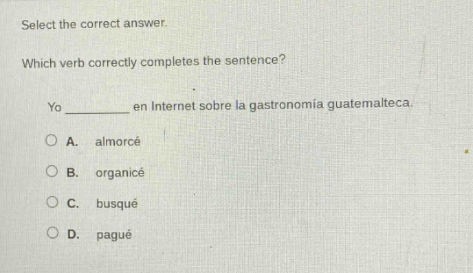 select the correct answer. which verb correctly completes the sentence?…