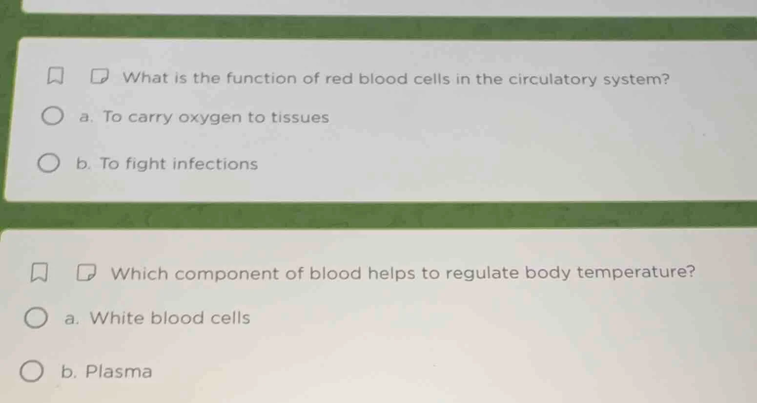 what is the function of red blood cells in the circulatory system? a. t…