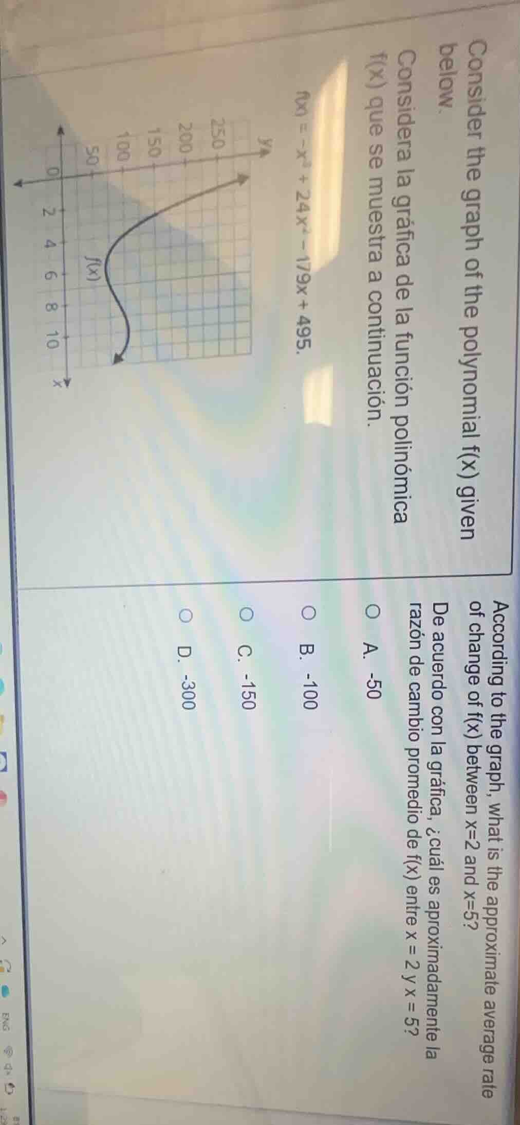 consider the graph of the polynomial f(x) given below. considera la grá…