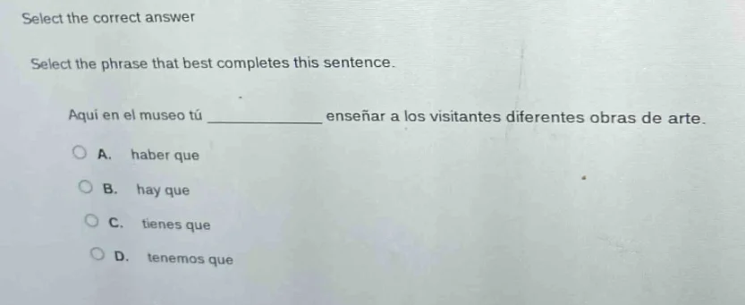 select the correct answer select the phrase that best completes this se…