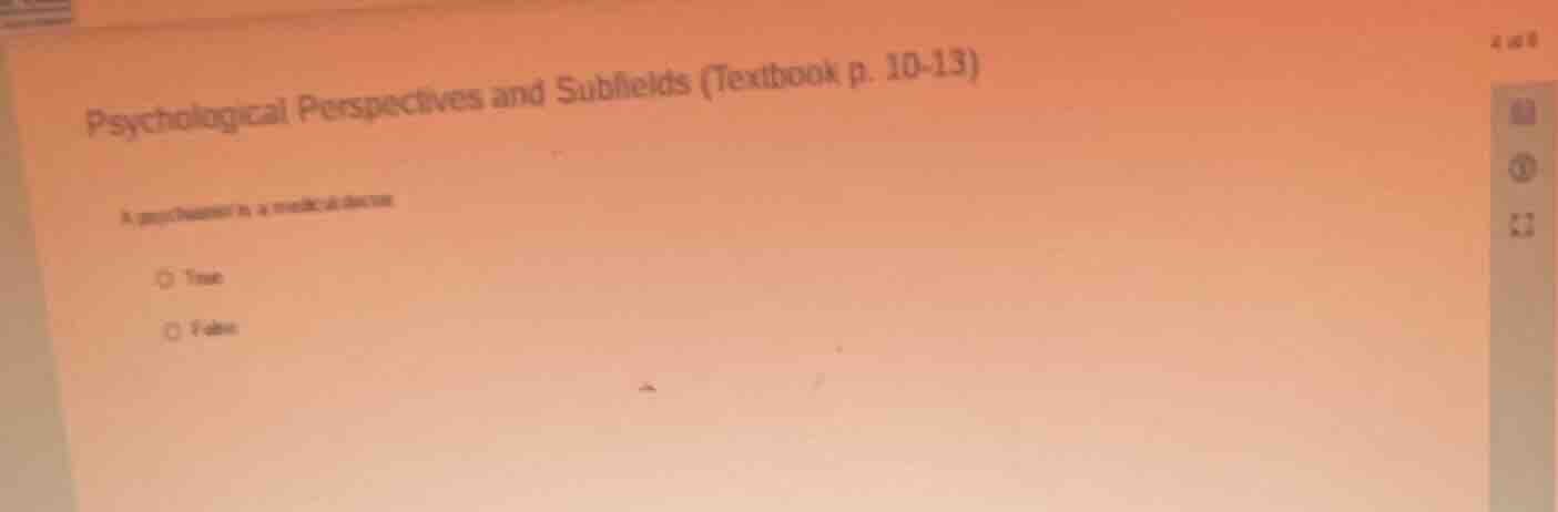 psychological perspectives and subfields (textbook p. 10-13) a psycholo…