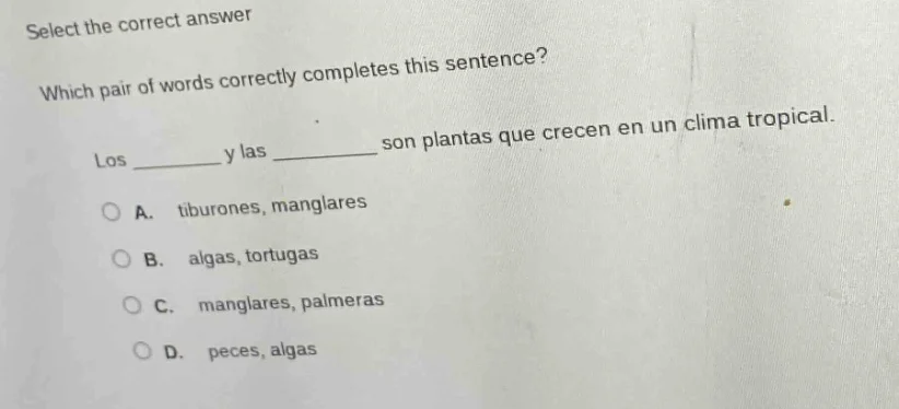 select the correct answer which pair of words correctly completes this …