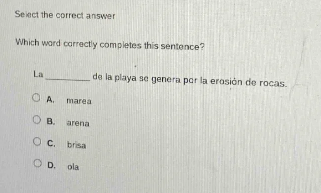 select the correct answer which word correctly completes this sentence?…