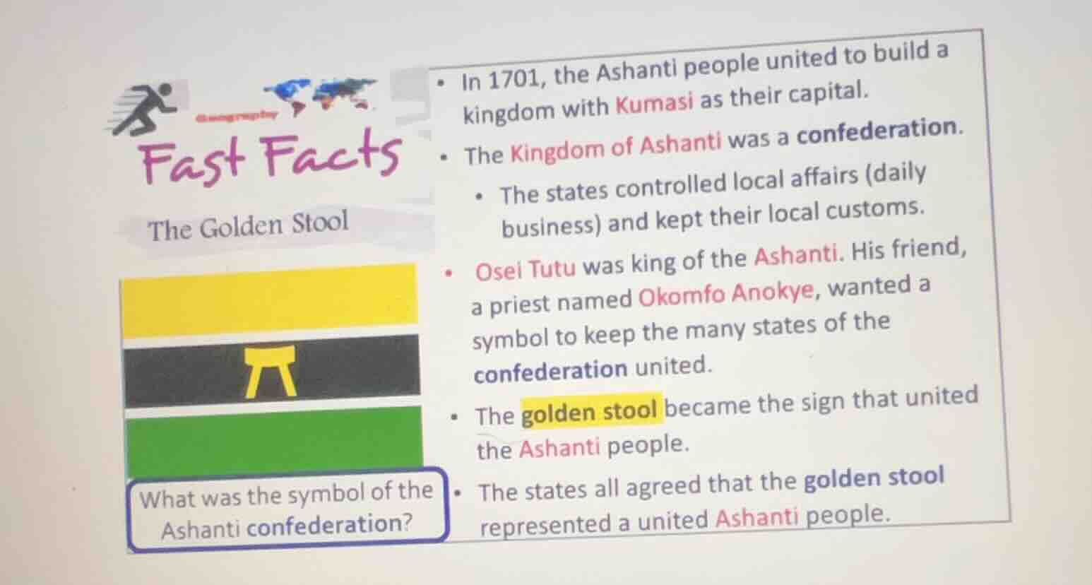 fast facts the golden stool - in 1701, the ashanti people united to bui…
