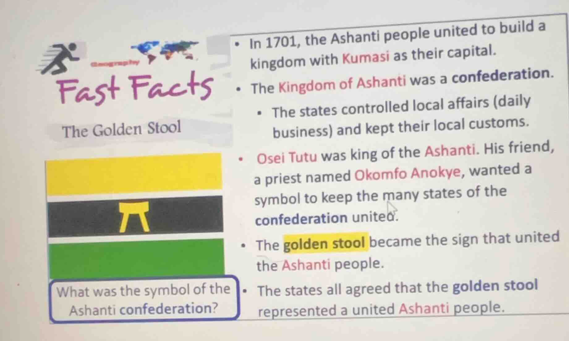 fast facts the golden stool what was the symbol of the ashanti confeder…