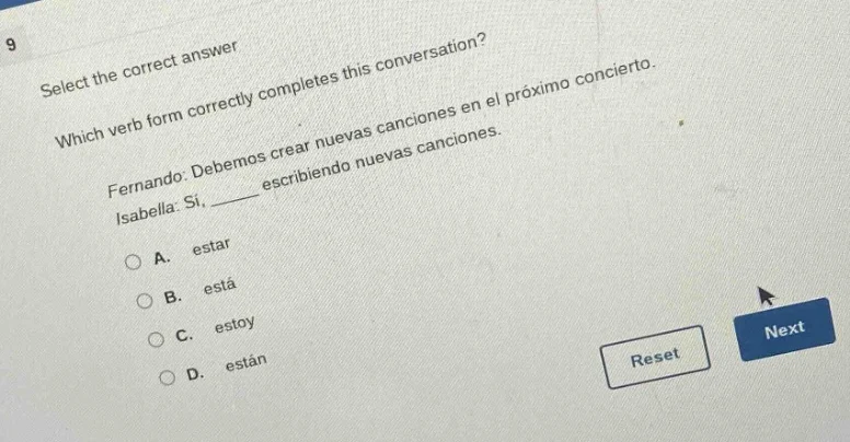 9 select the correct answer which verb form correctly completes this co…