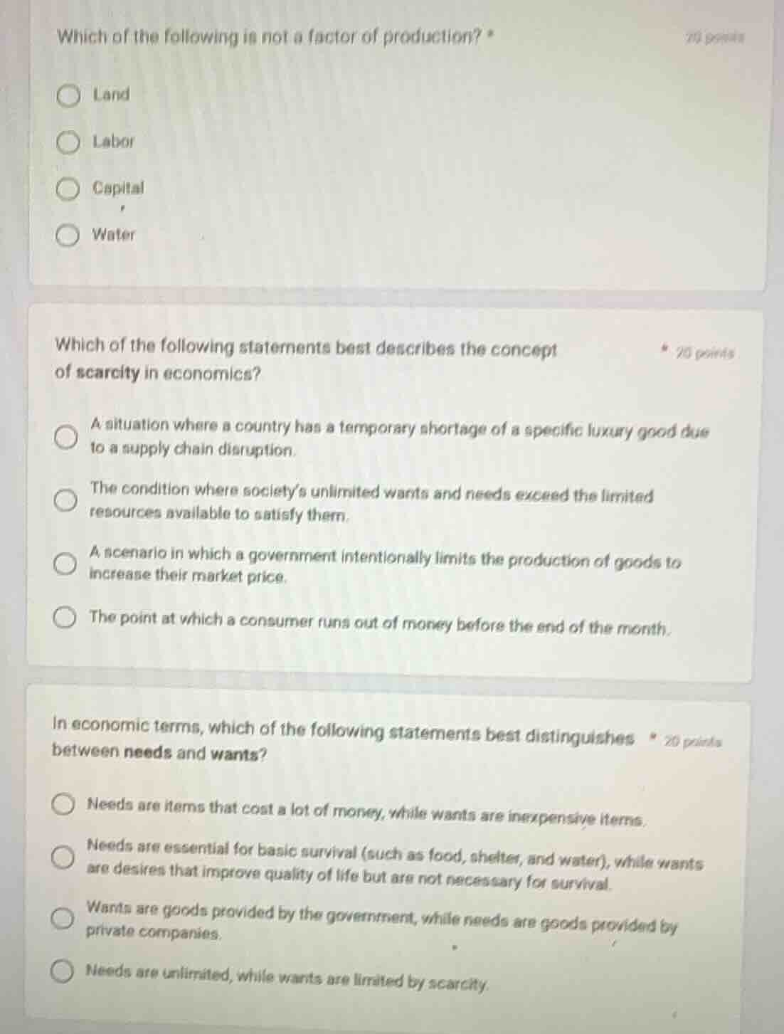 which of the following is not a factor of production? * land labor capi…