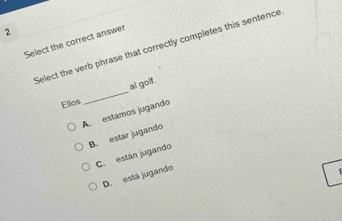2 select the correct answer select the verb phrase that correctly compl…
