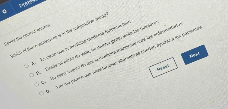 select the correct answer which of these sentences is in the subjunctiv…