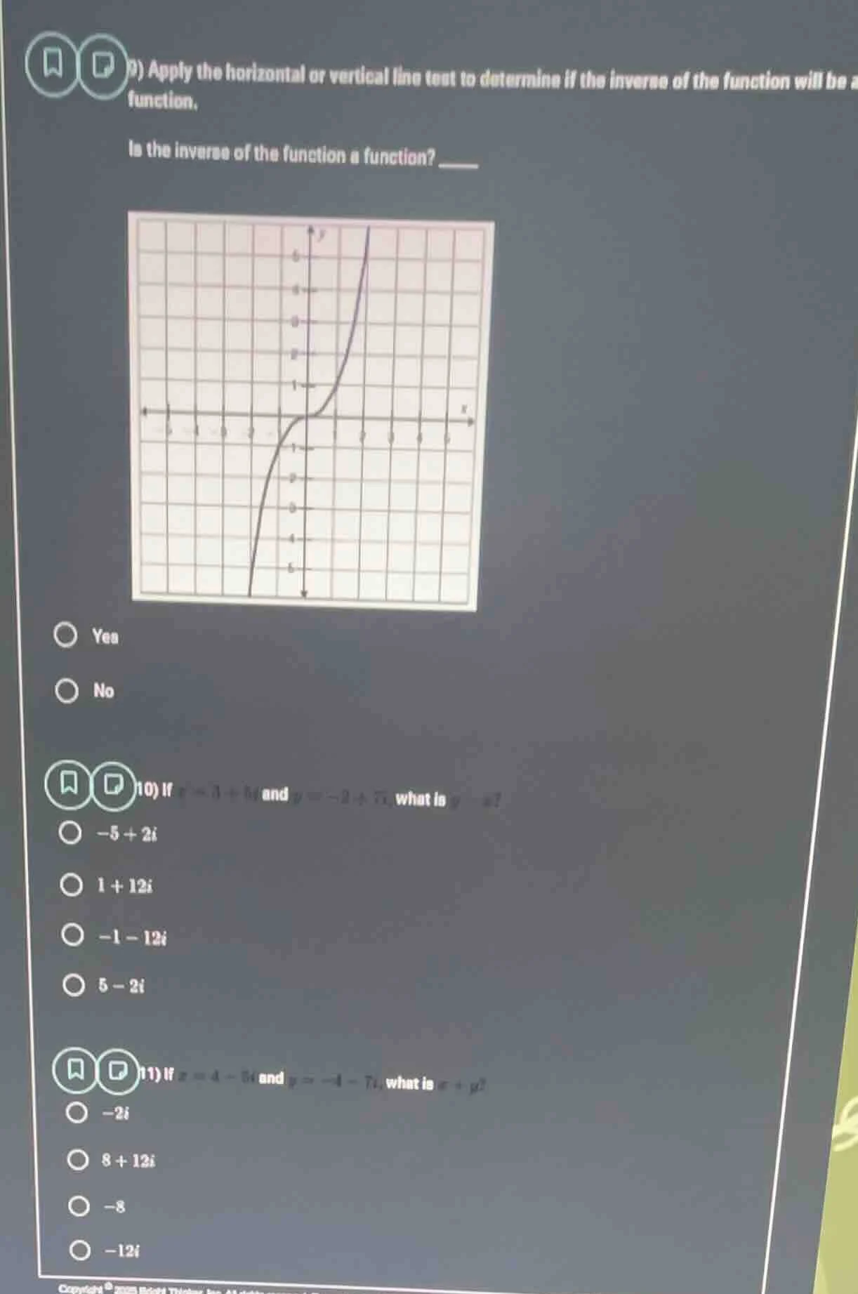 9) apply the horizontal or vertical line test to determine if the inver…