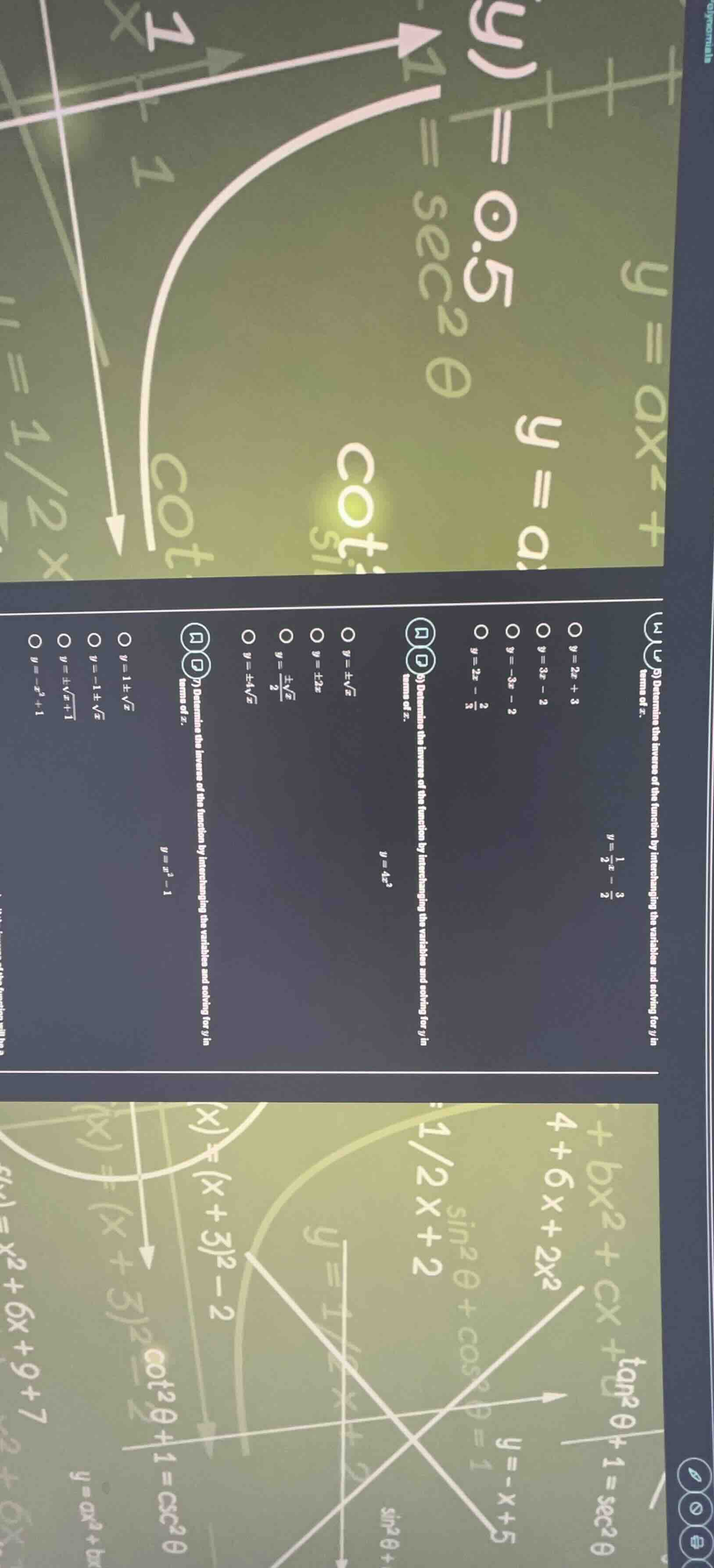 a) determine the inverse of the function by interchanging the variables…