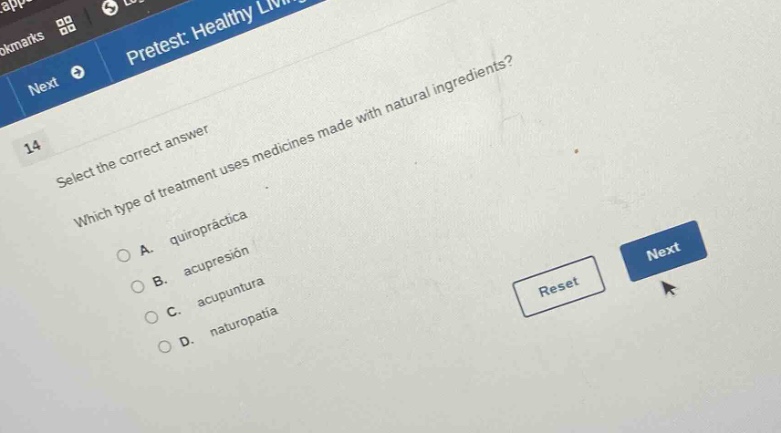 14 select the correct answer which type of treatment uses medicines mad…