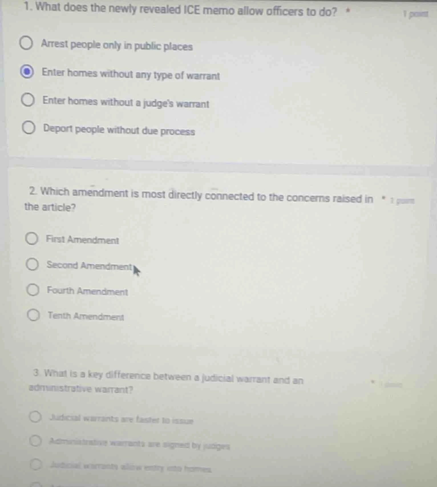 1. what does the newly revealed ice memo allow officers to do? arrest p…
