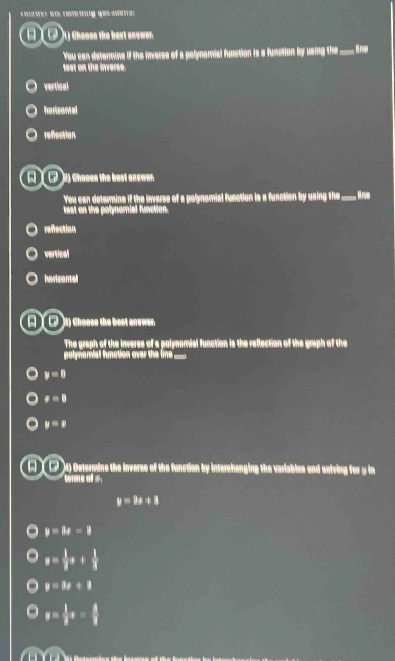 1) choose the best answer: you can determine if the inverse of a polyno…