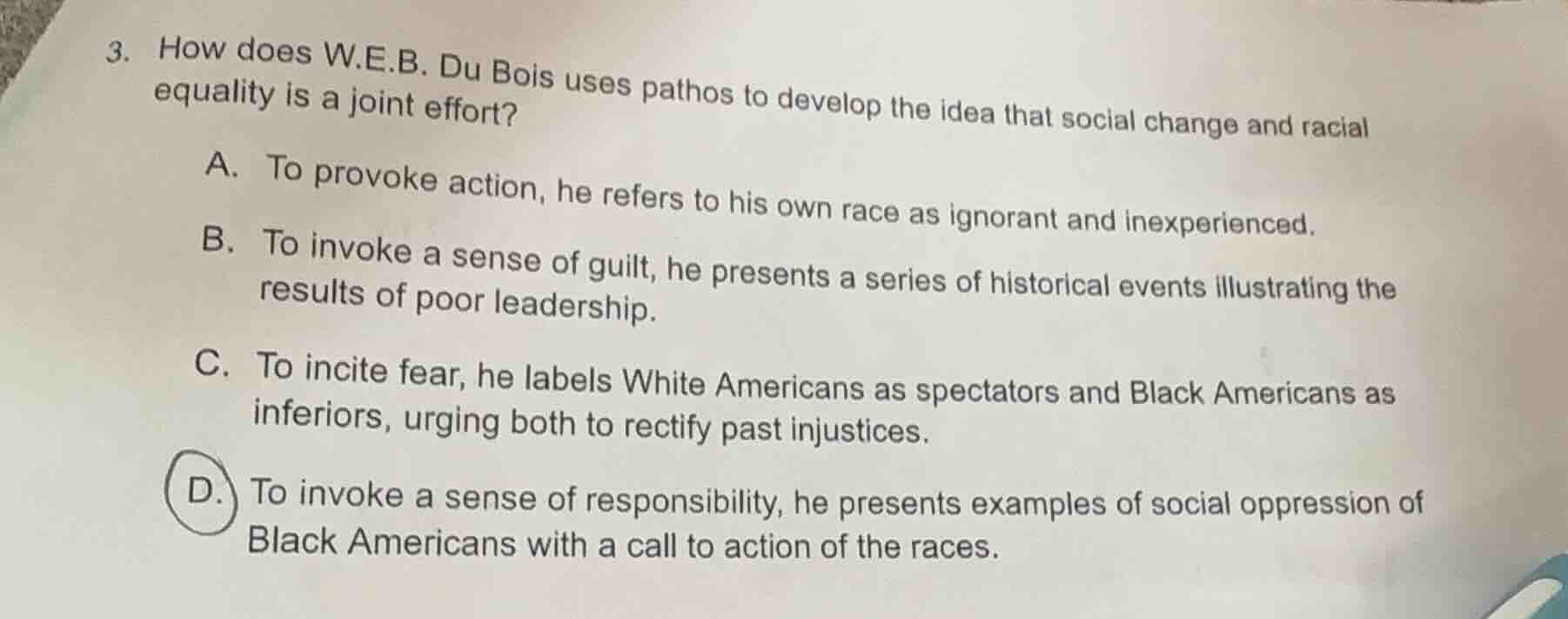 3. how does w.e.b. du bois uses pathos to develop the idea that social …