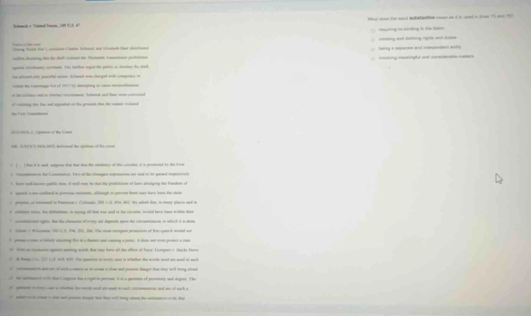 schenck v. united states, 249 u.s. 47 facts of the case during world wa…