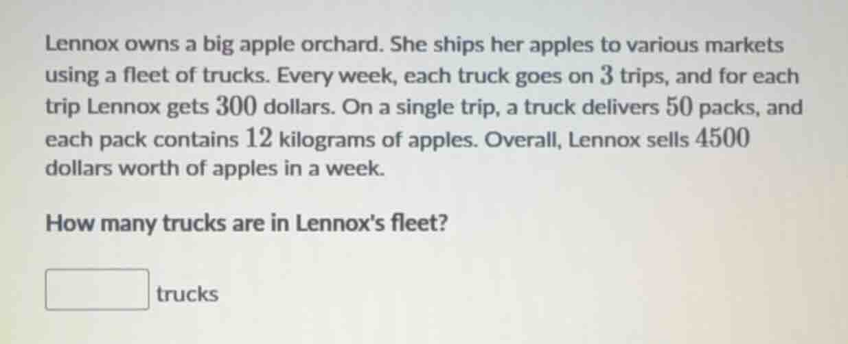 lennox owns a big apple orchard. she ships her apples to various market…