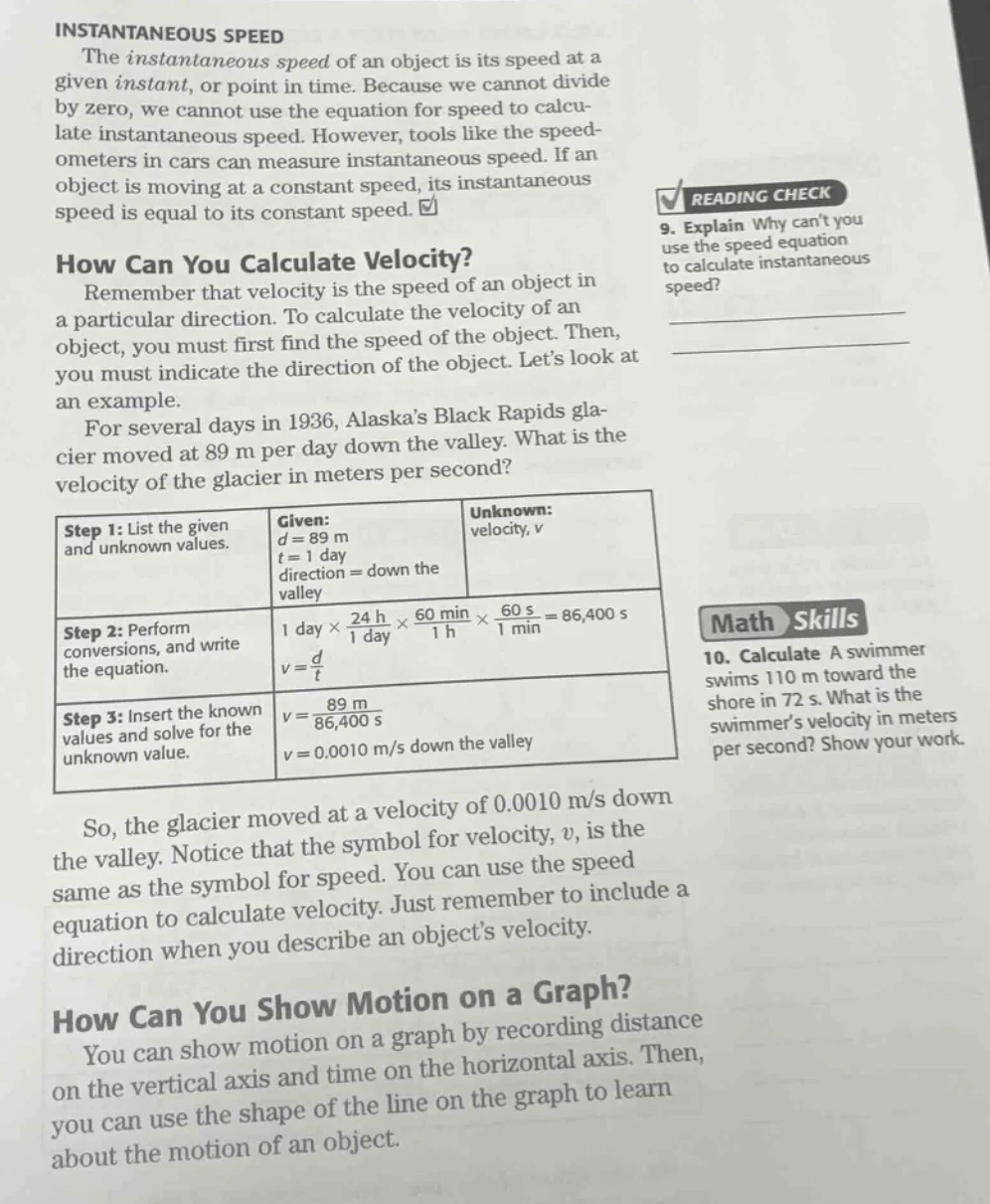 instantaneous speed the instantaneous speed of an object is its speed a…