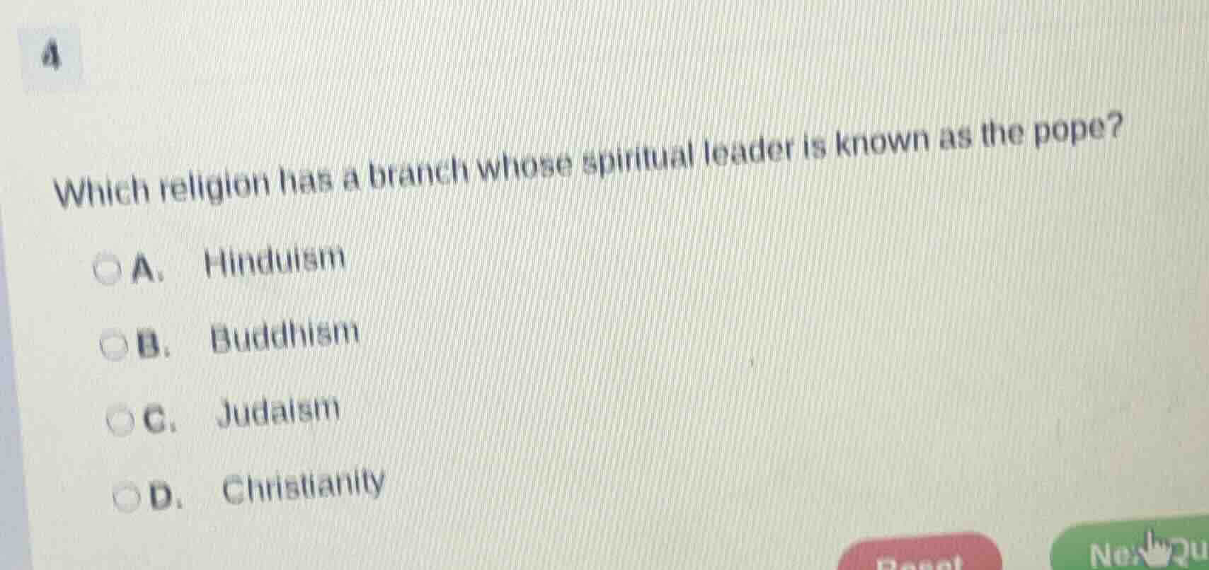 4 which religion has a branch whose spiritual leader is known as the po…