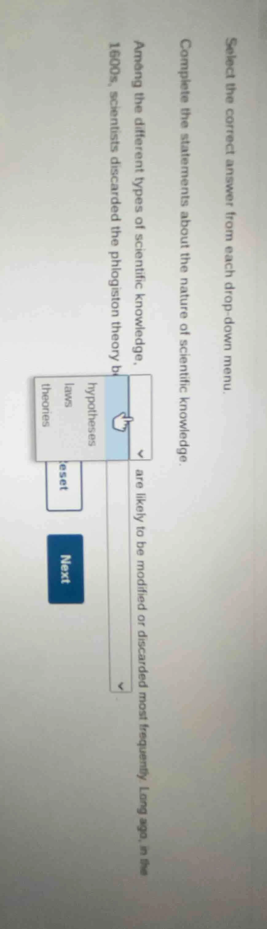 select the correct answer from each drop - down menu. complete the stat…
