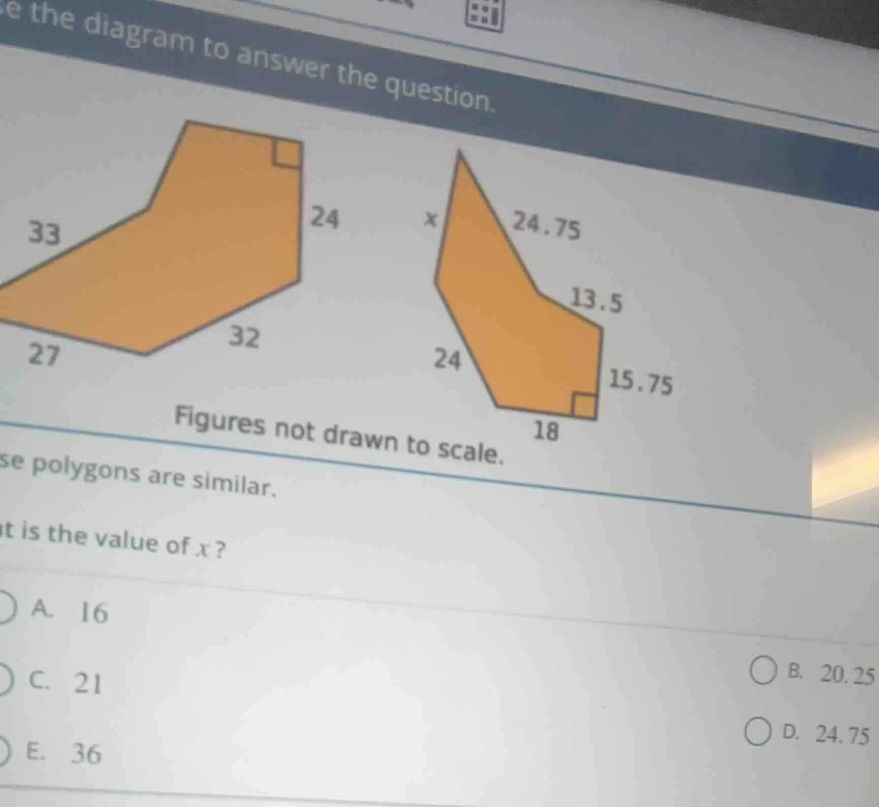 se the diagram to answer the question. (image of two similar polygons, …
