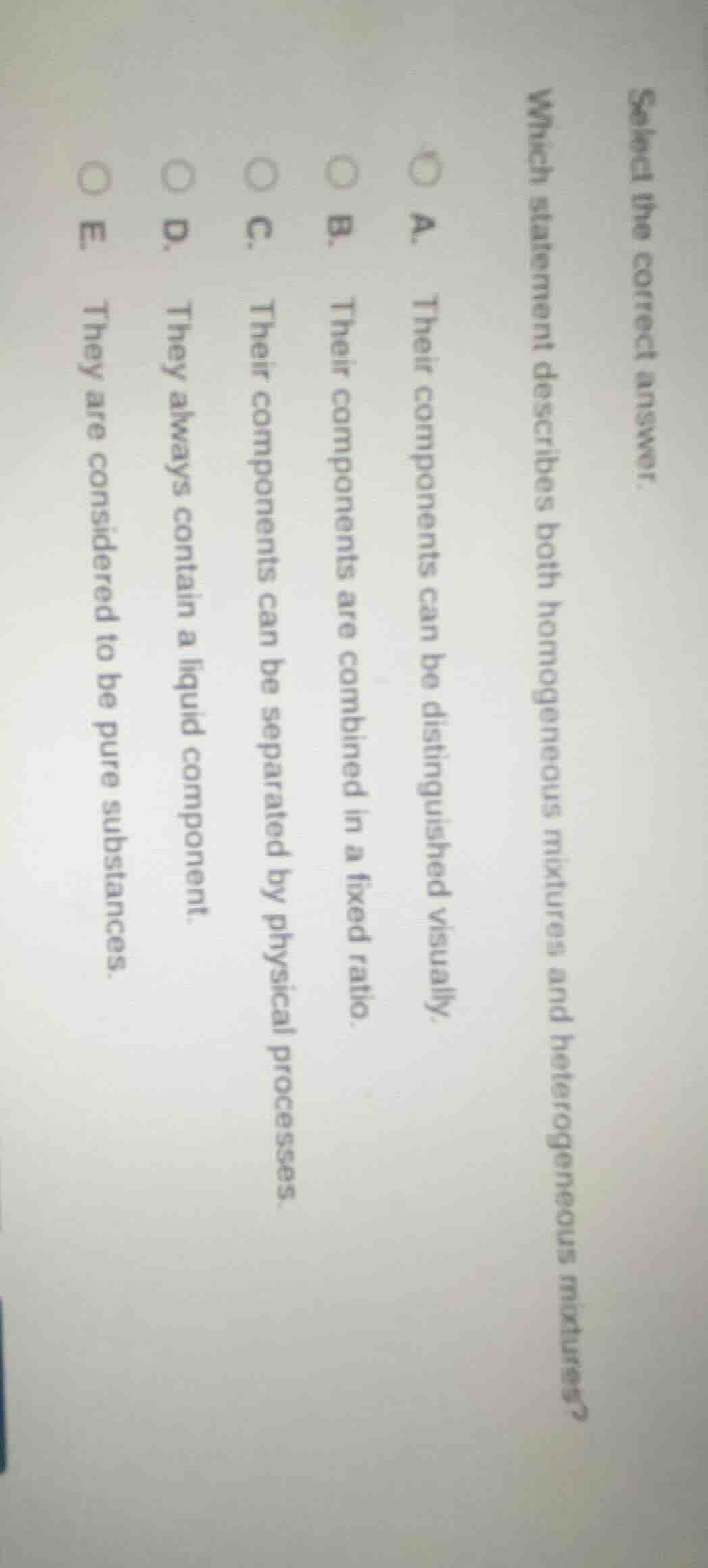 select the correct answer. which statement describes both homogeneous m…