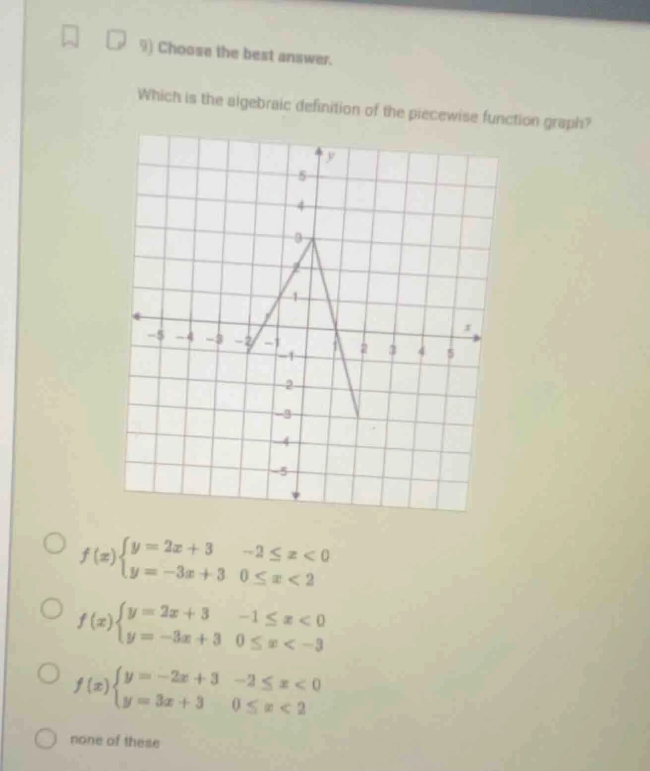 9) choose the best answer. which is the algebraic definition of the pie…