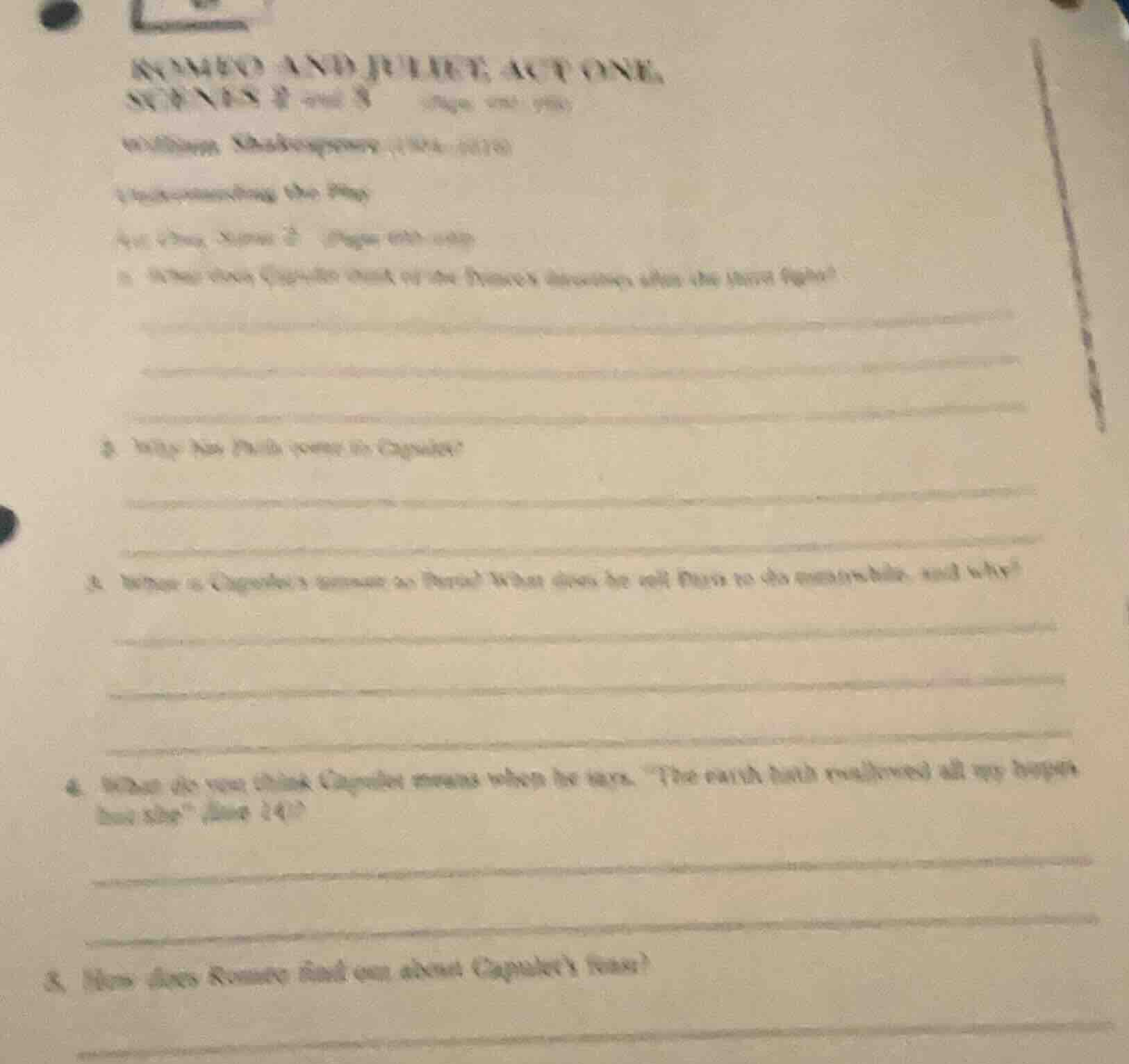 romeo and juliet, act one, scenes 2 and 3 (page and title) william shak…