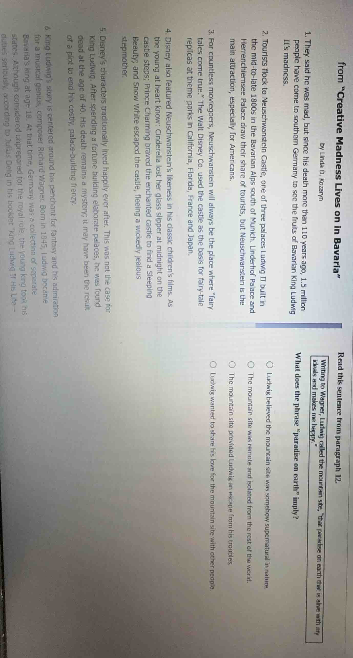 read this sentence from paragraph 12. writing to wagner, ludwig called …