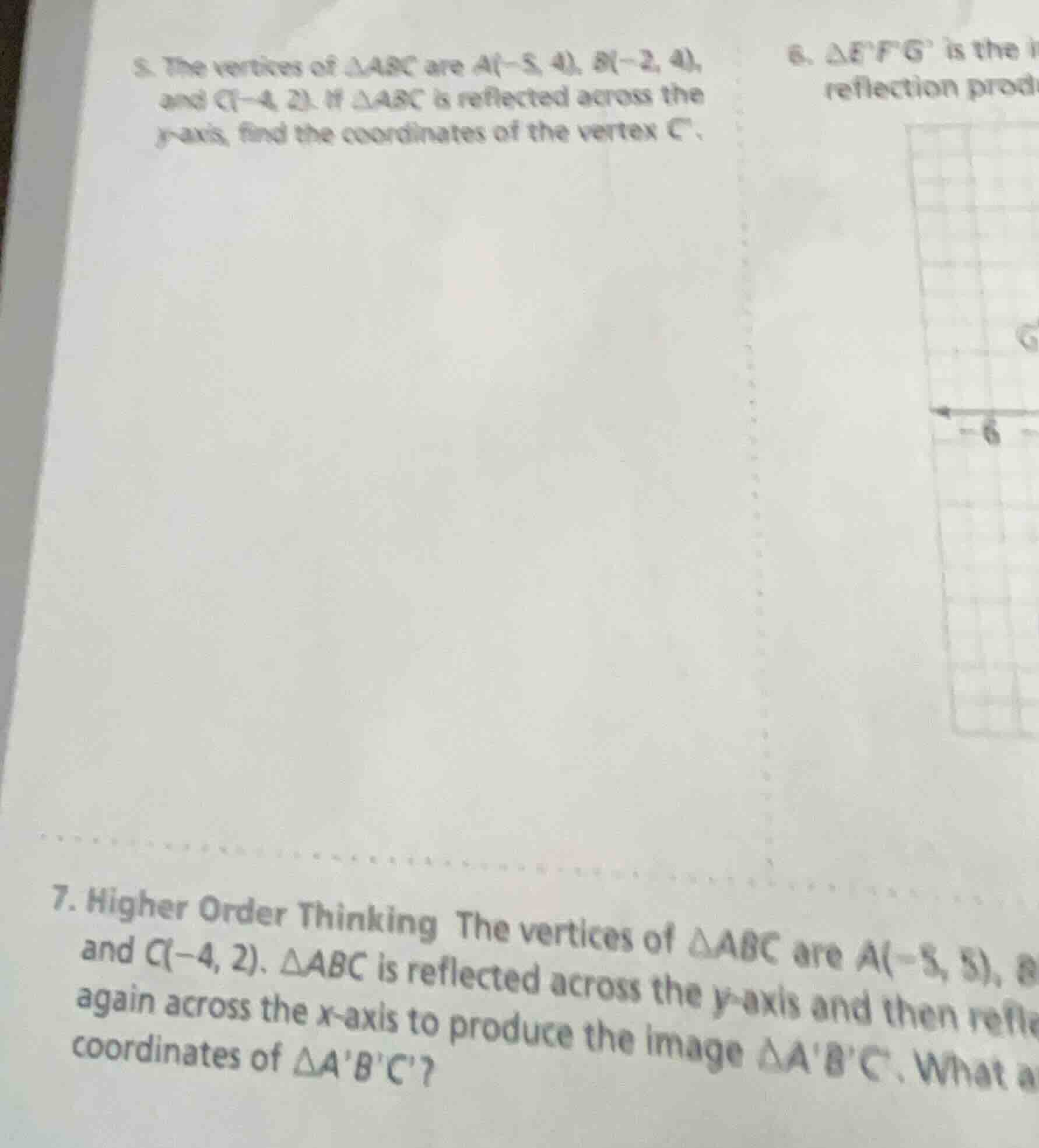 5. the vertices of △abc are a(-5, 4), b(-2, 4), and c(-4, 2). if △abc i…