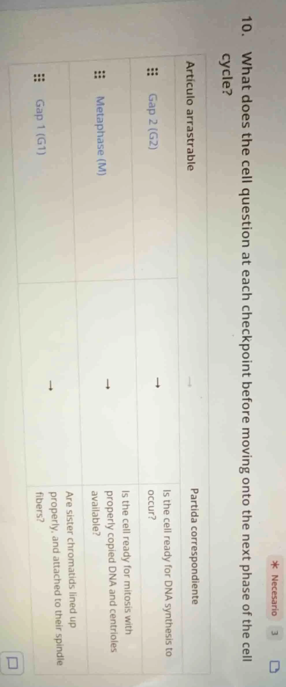 10. what does the cell question at each checkpoint before moving onto t…