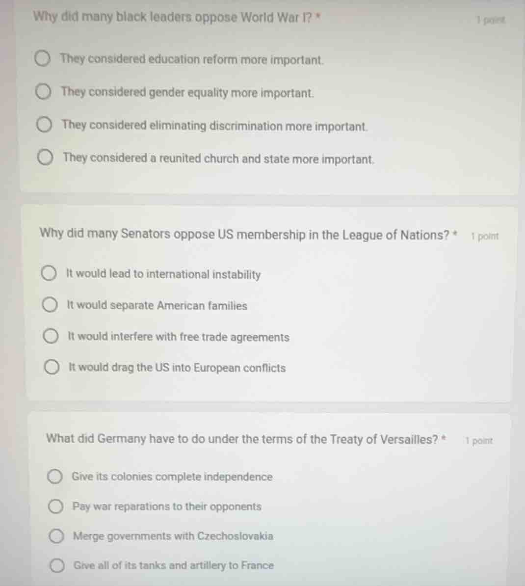 why did many black leaders oppose world war i? * they considered educat…