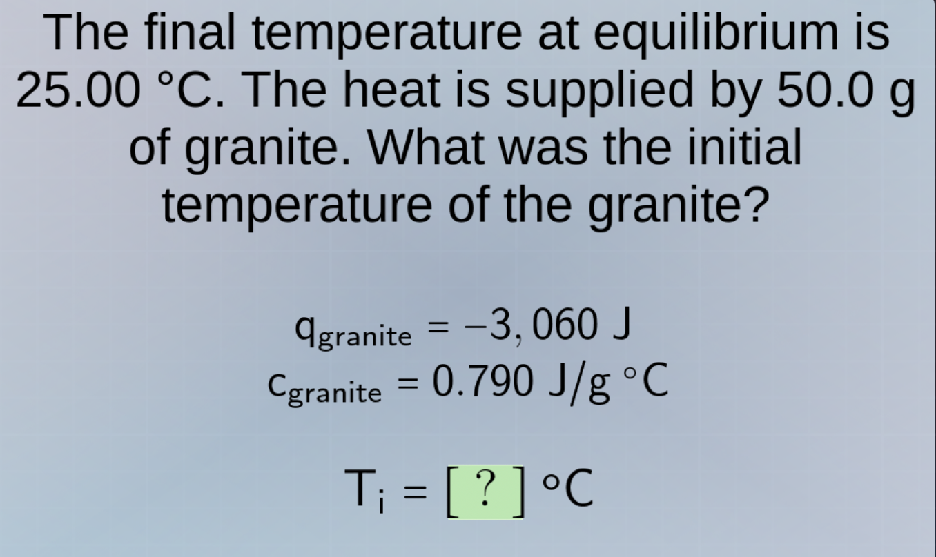 the final temperature at equilibrium is 25.00 °c. the heat is supplied …