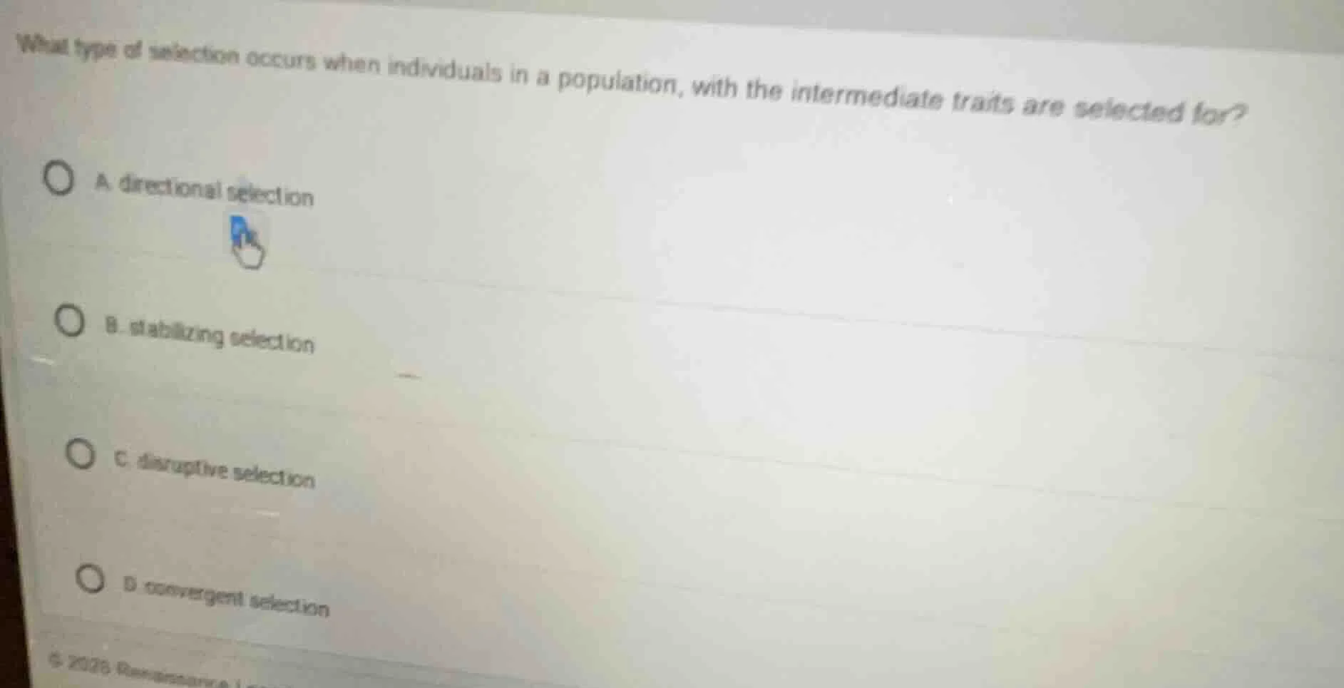 what type of selection occurs when individuals in a population, with th…
