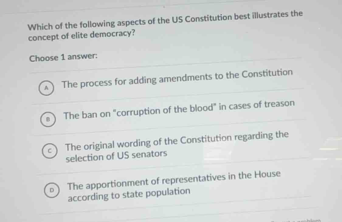 which of the following aspects of the us constitution best illustrates …
