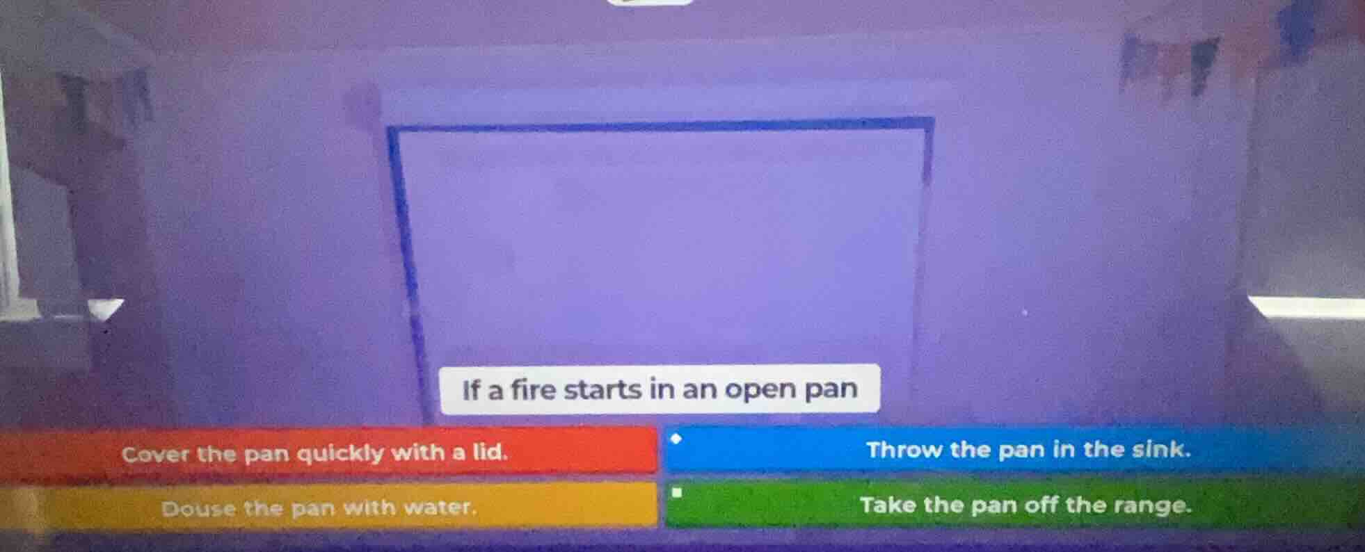 if a fire starts in an open pan cover the pan quickly with a lid. throw…