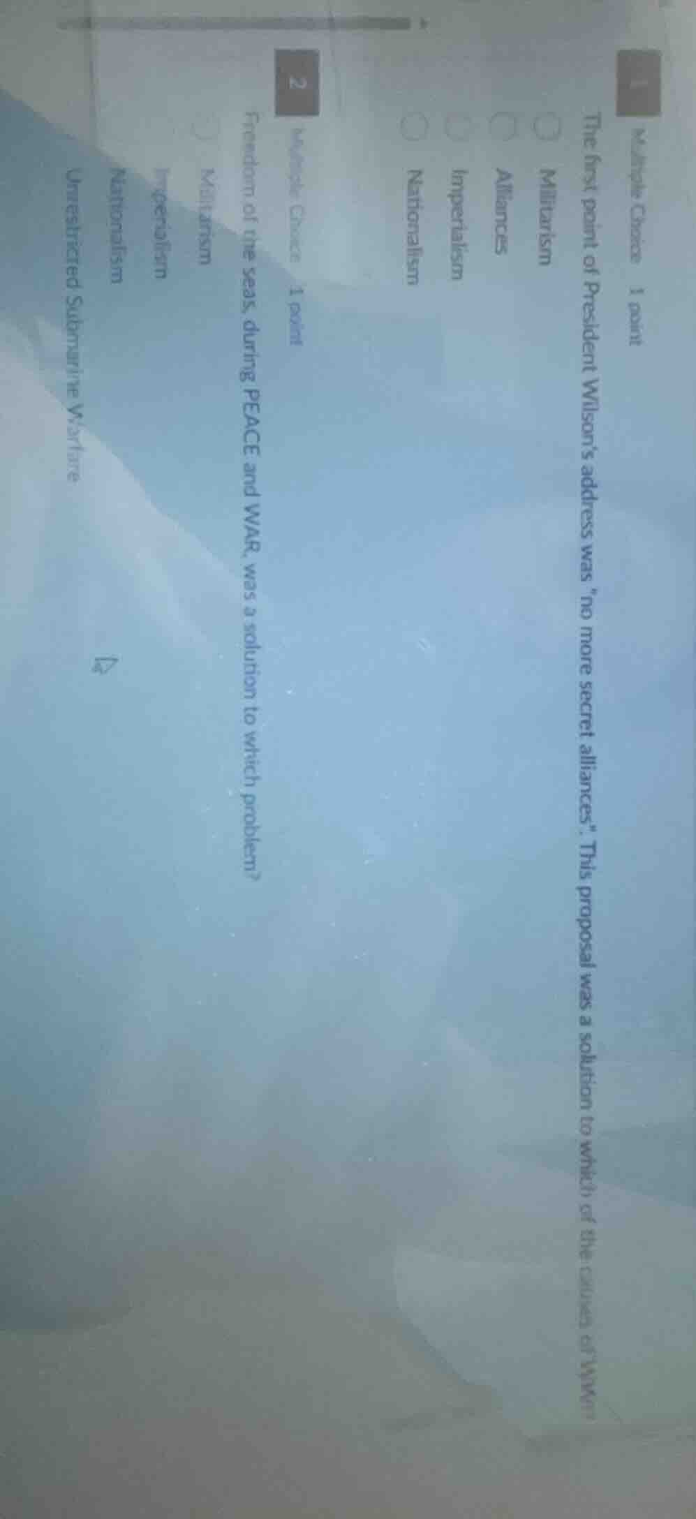1 multiple choice 1 point the first point of president wilson’s address…