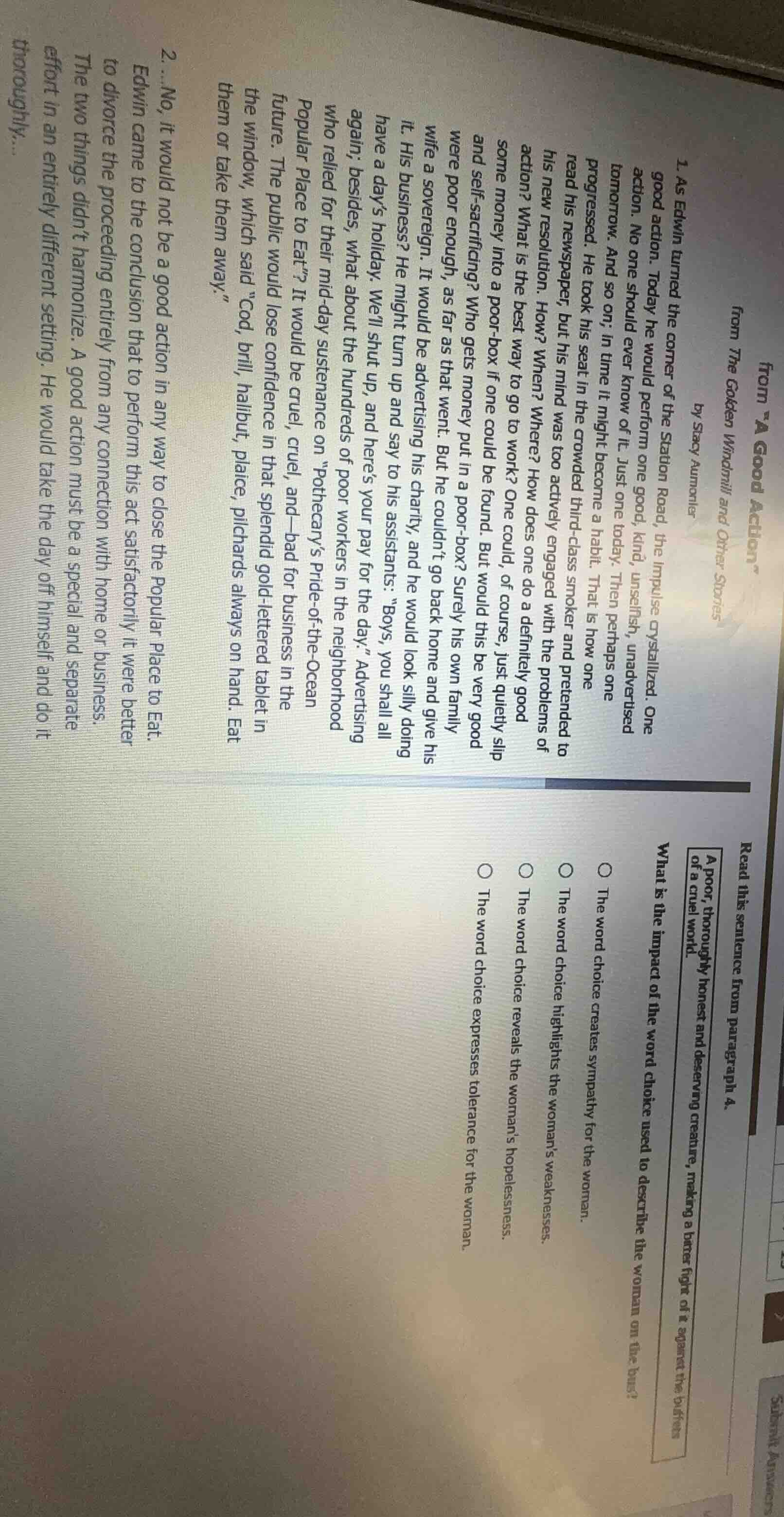 read this sentence from paragraph 4. a poor, thoroughly honest and dese…