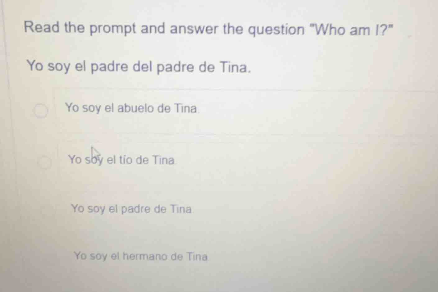 read the prompt and answer the question \who am i?\ yo soy el padre del…