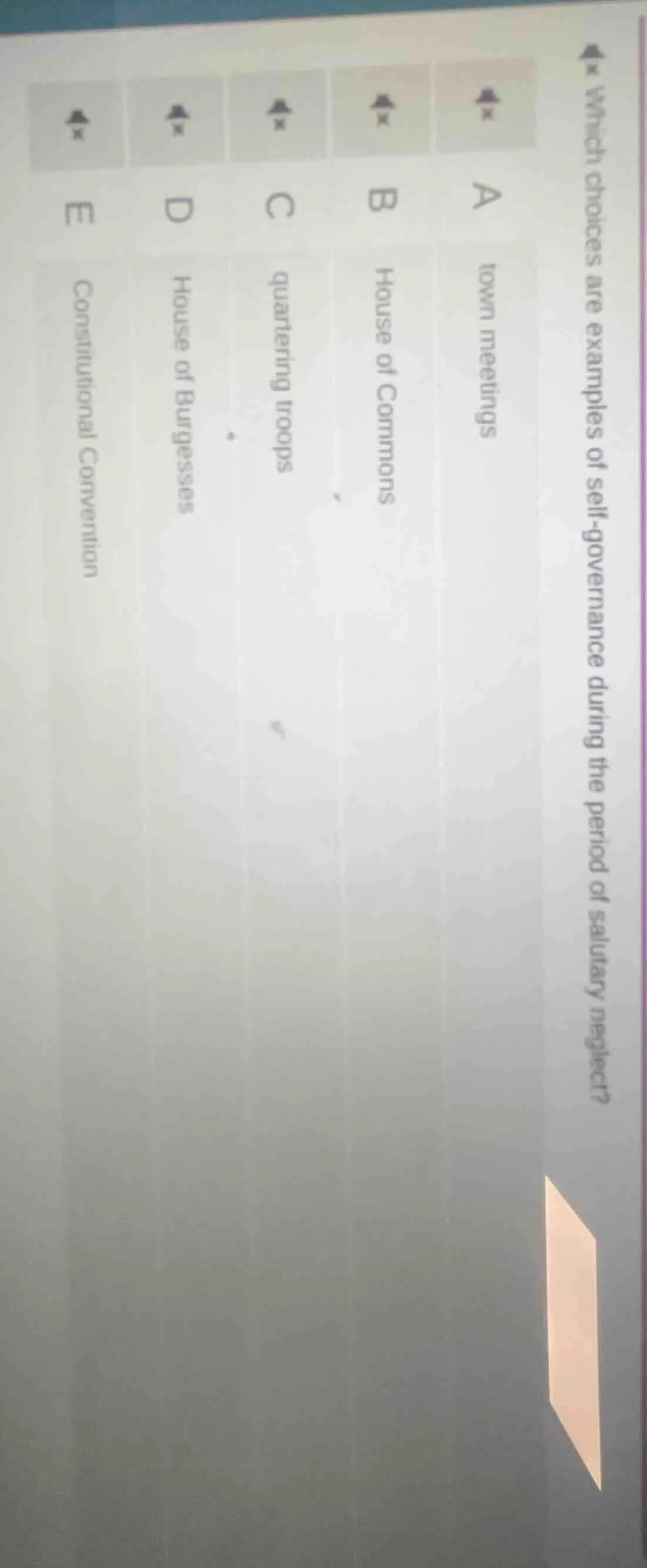 which choices are examples of self - governance during the period of sa…