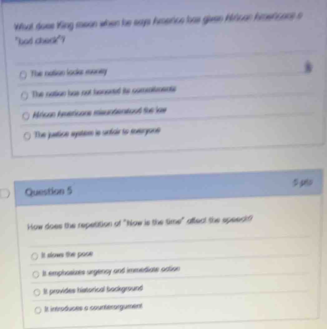 what does king mean when he says america has given african americans a …