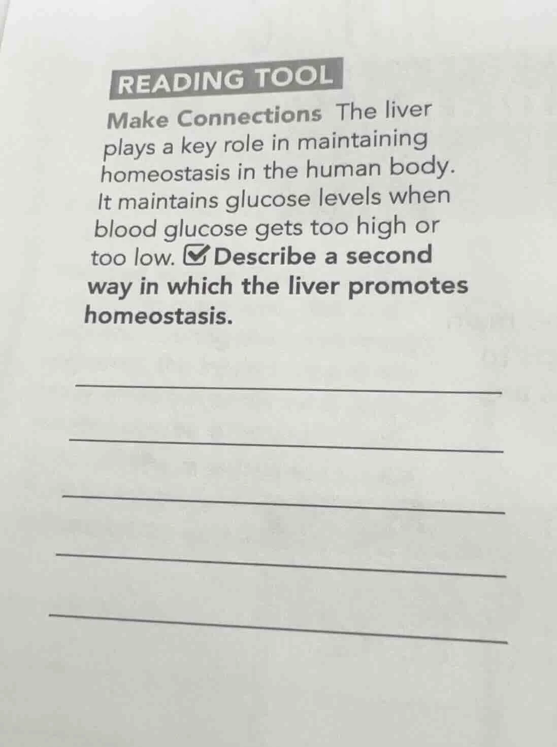 reading tool make connections the liver plays a key role in maintaining…