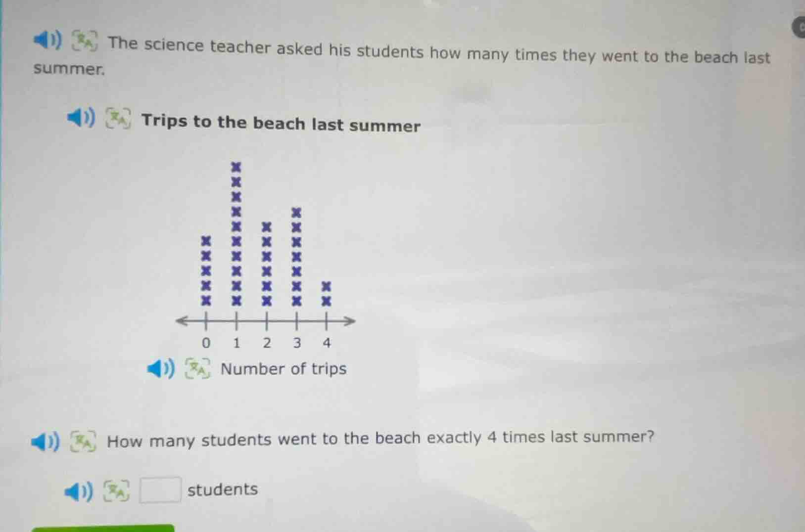 the science teacher asked his students how many times they went to the …