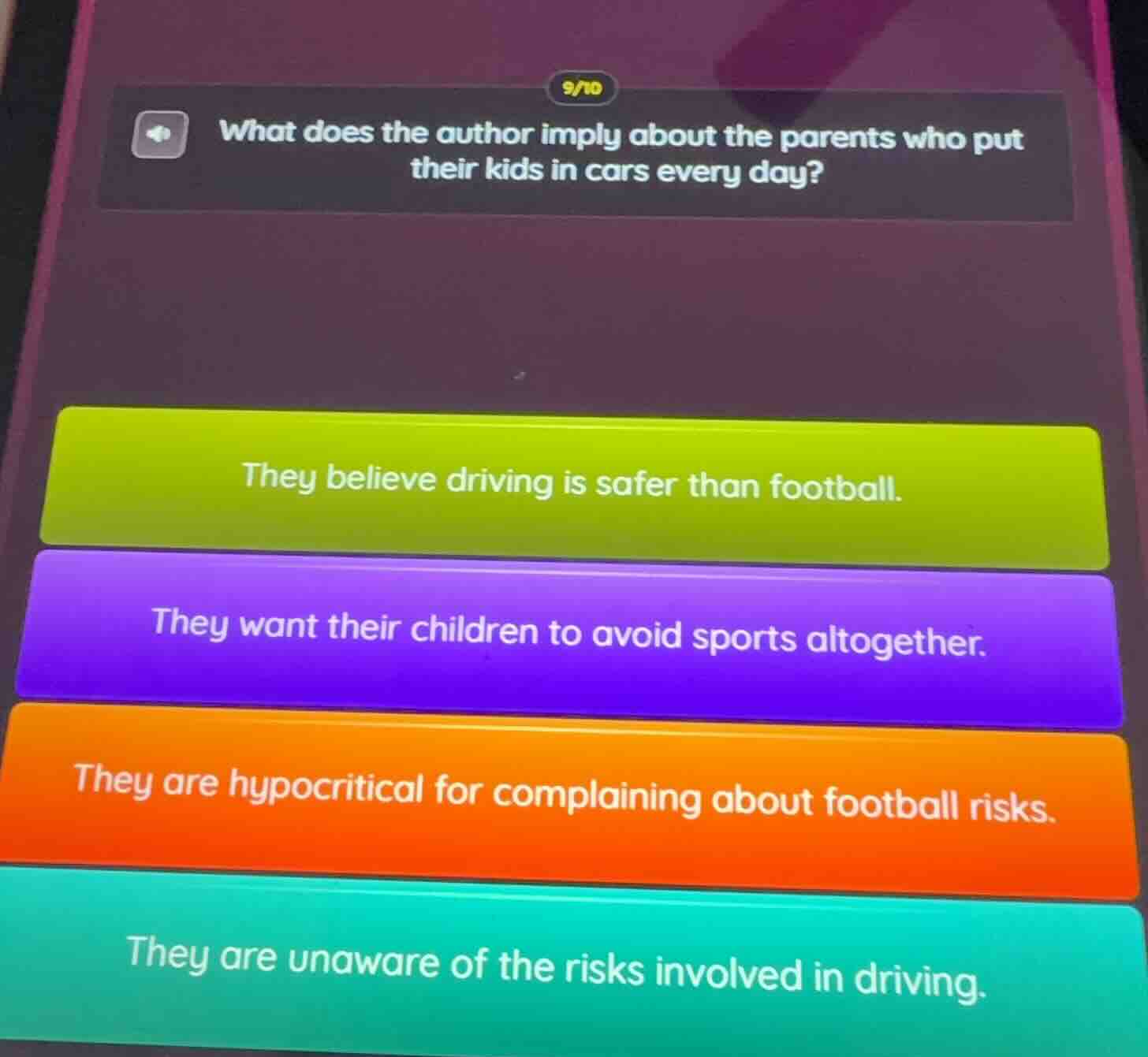 what does the author imply about the parents who put their kids in cars…