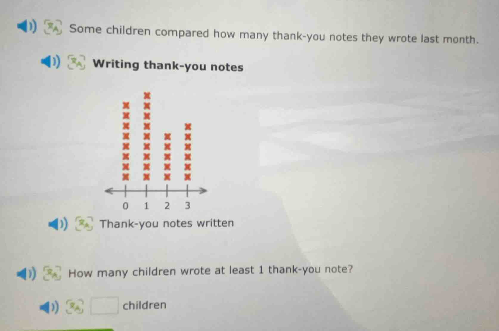 some children compared how many thank - you notes they wrote last month…