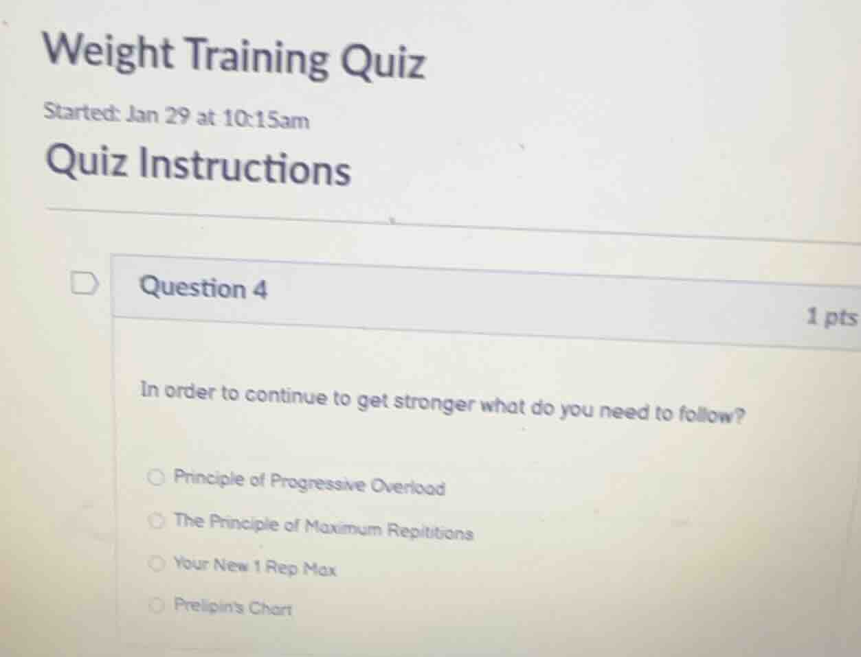 weight training quiz started: jan 29 at 10:15am quiz instructions quest…
