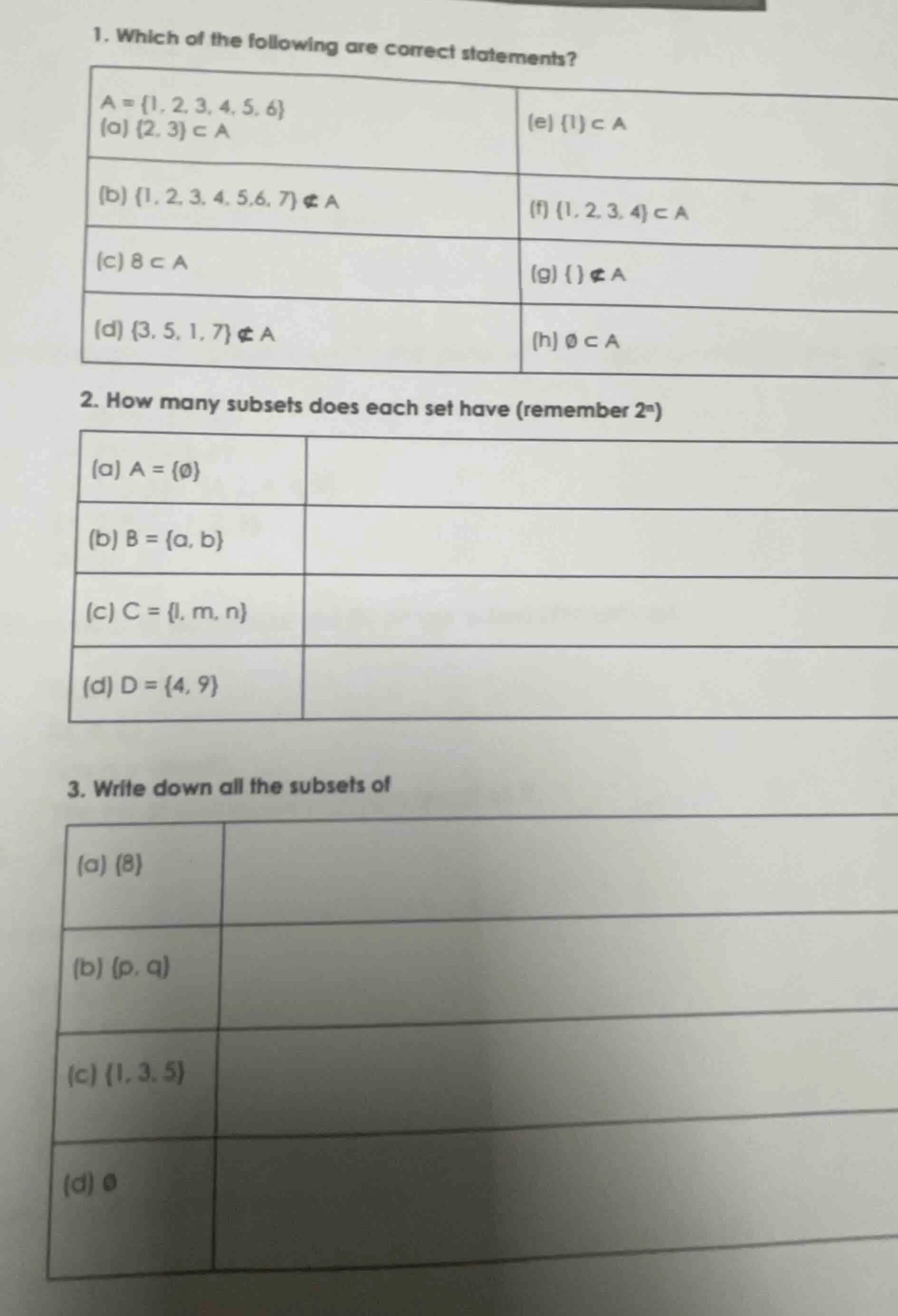 1. which of the following are correct statements? a = {1, 2, 3, 4, 5, 6…